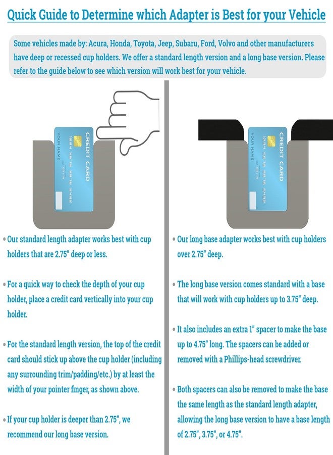 Swigzy موسّع حامل أكواب السيارة من سويجزي (قاعدة طويلة) - موسّع داخلي قابل للتعديل، محوّل للسيارات، يحمل زجاجات المياه الكبيرة (32-40 أونصة) من هايدرو فلاسك، ييتي، نالجين، والمشروبات الكبيرة - عالمي - Image 2